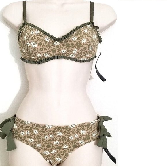 MARC JACOBS COLETTE 2PC BIKINI BALSAM TAN FLORAL SWIMSUIT SWIMWEAR XS NWT - Picture 1 of 9
